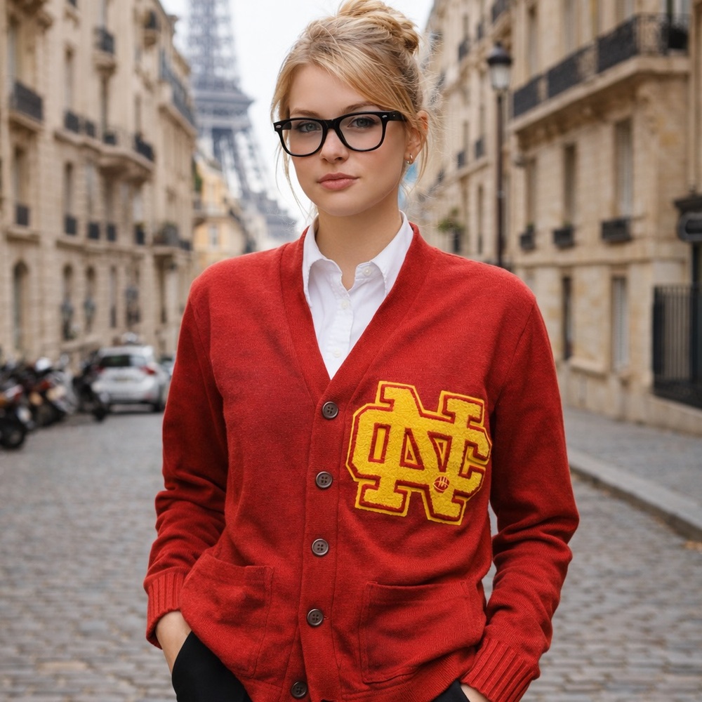 1940s–50s Vintage NC State Varsity Letterman Cardigan Wilson Wool Knit Cardigan